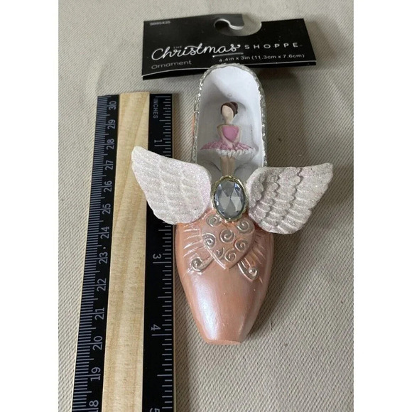 Ballet Ballerina Slipper Wings Pink Embellished Christmas Holiday Ornament‎ NEW - Picture 3 of 3